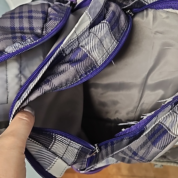 TRANS by Jansport TM60 Supermax Plaid Backpack - purple black white - Picture 12 of 12